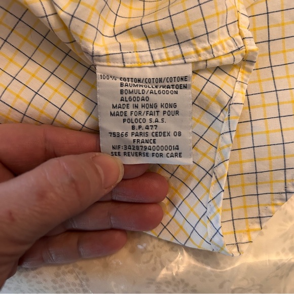 Polo Ralph Lauren Shirt Mens 16.5/42 Yellow Button Up French Cuff Preppy *FLAW - Picture 10 of 10